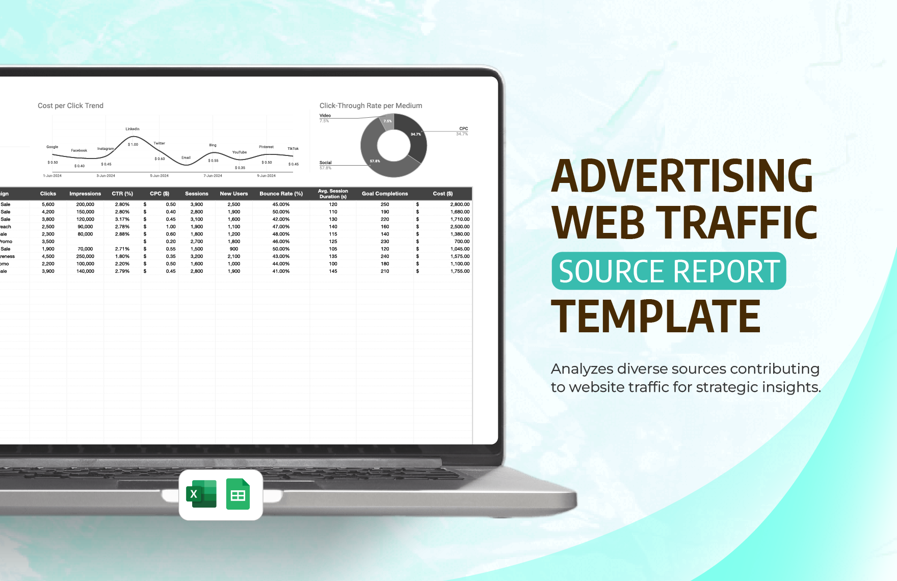 Advertising Web Traffic Source Report Template