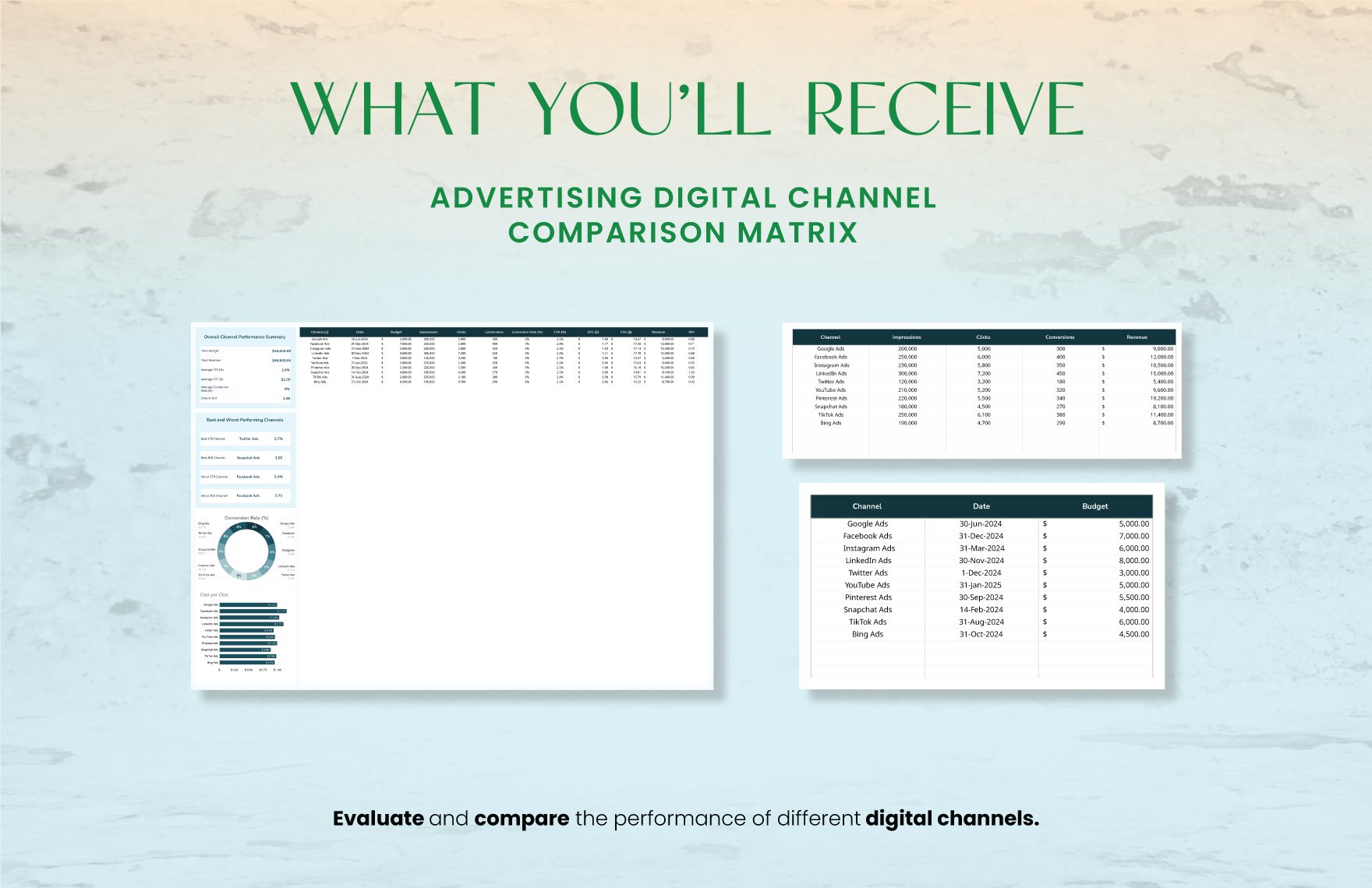 Advertising Digital Channel Comparison Matrix Template
