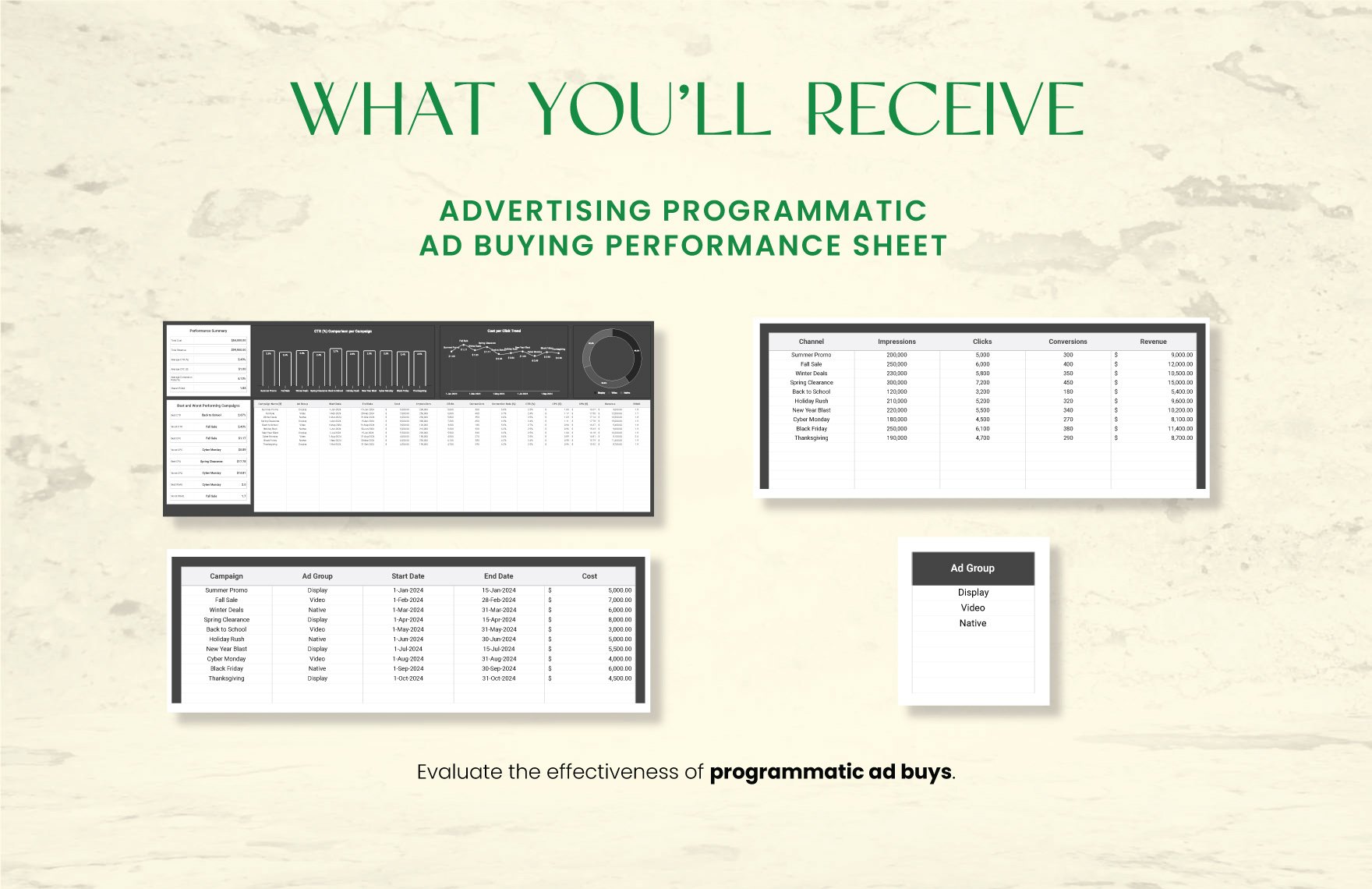 Advertising Programmatic Ad Buying Performance Sheet Template