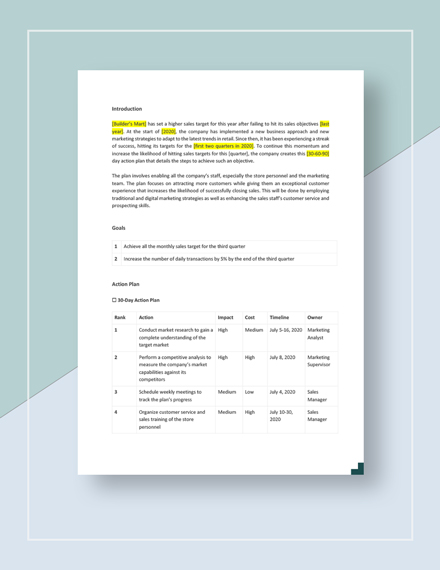 30-60-90 day business plan picture