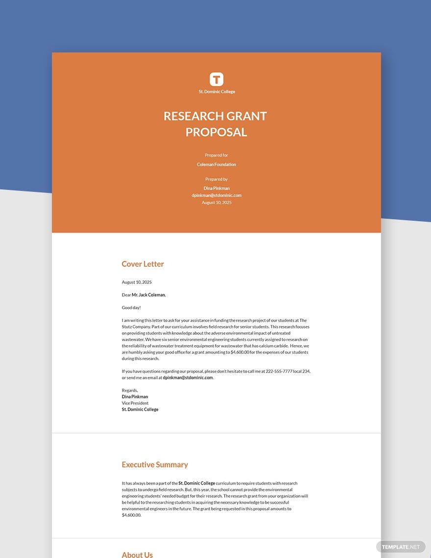 Free Sample Grant Proposal Template