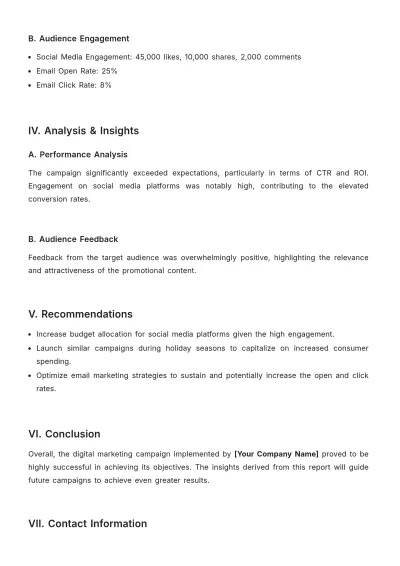 Free Digital Marketing Campaign Report Template to Edit Online
