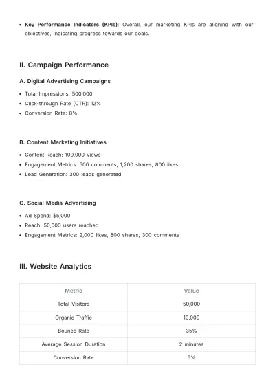 Free Bi-Weekly Marketing Report Template to Edit Online