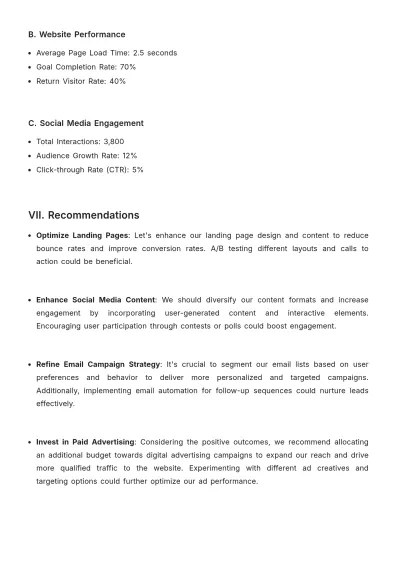 Free Bi-Weekly Marketing Report Template to Edit Online