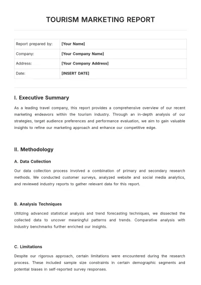 Free Tourism Marketing Report Template to Edit Online