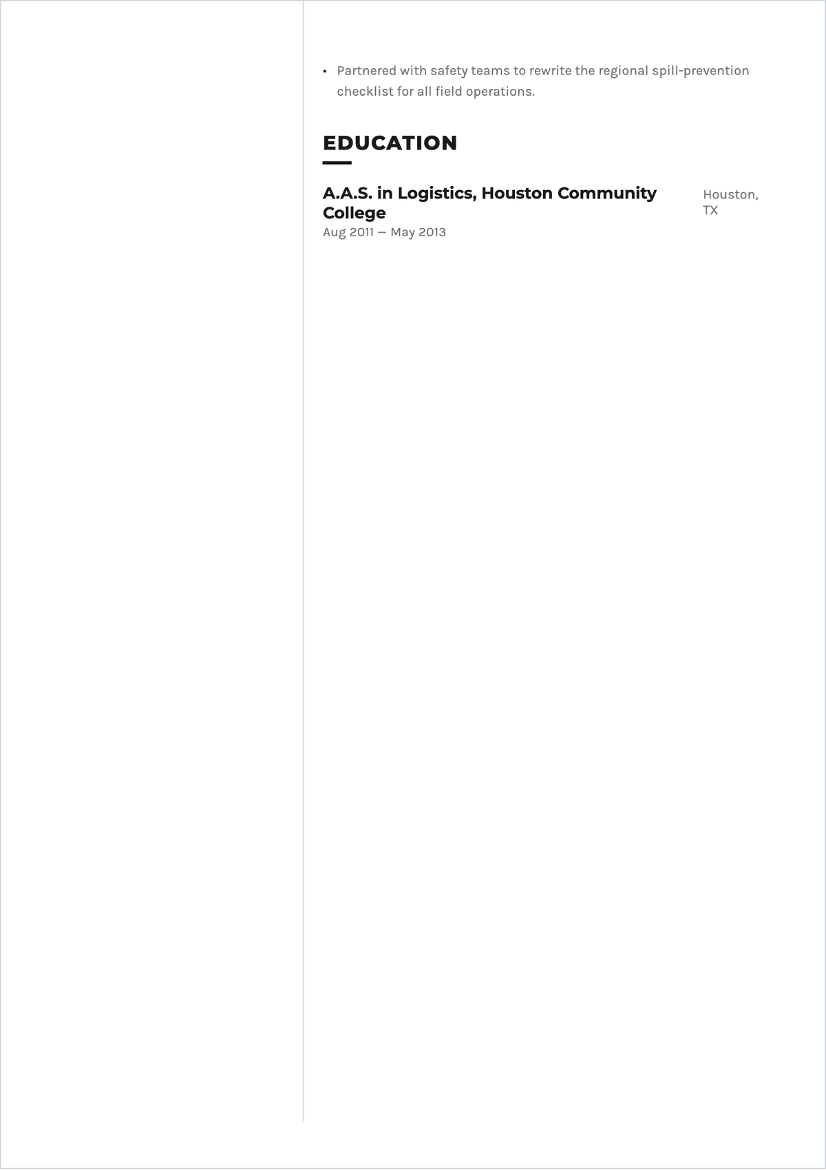 Free Hazmat Driver ATS Resume Template, AI Resume Builder