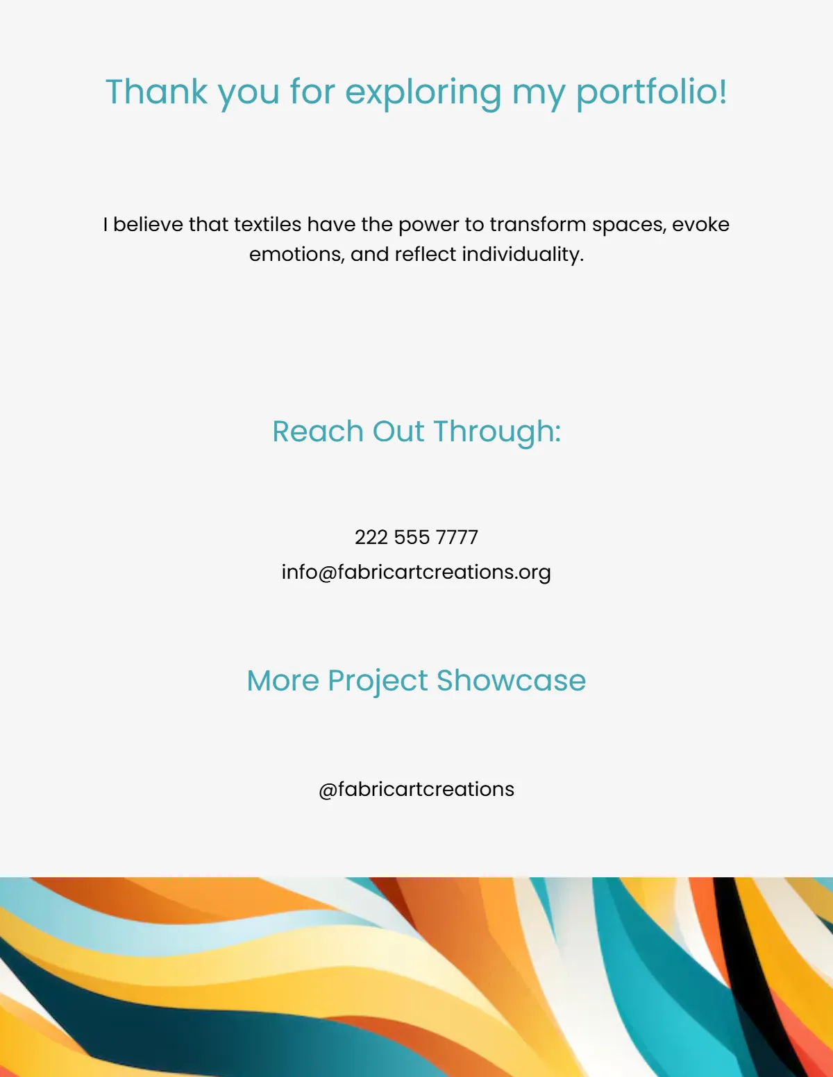 Free Textile Designer Portfolio Template to Edit Online