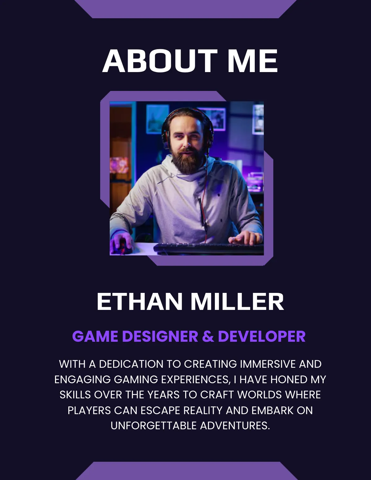 Free Game Designer Portfolio Template to Edit Online