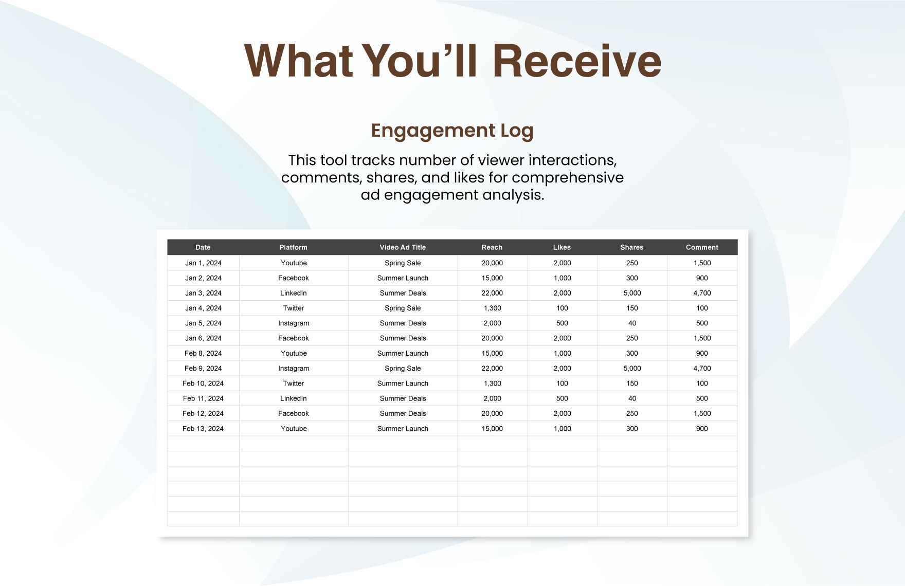 Advertising Video Ad Engagement Tracker Template