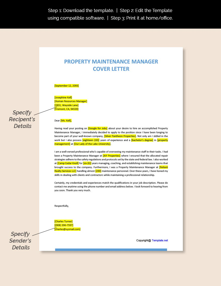 sample cover letter for property manager jobs
