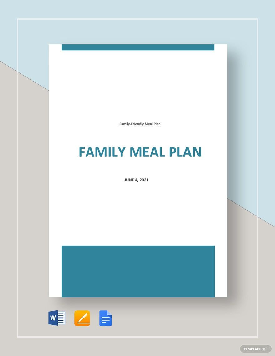 Family Meal Plan Template in Word, Google Docs, Apple Pages