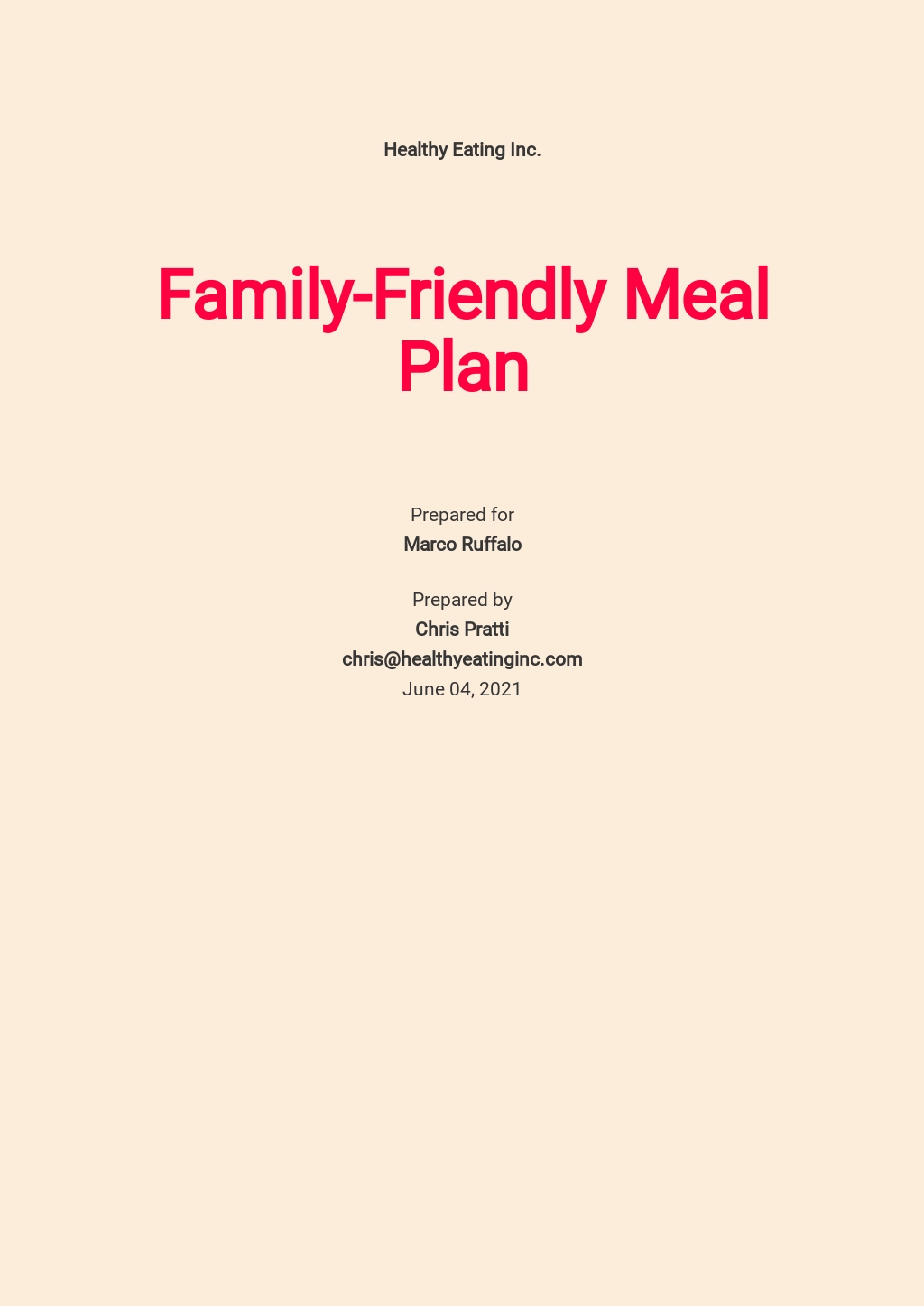 FREE Meal Plan Templates in Google Docs