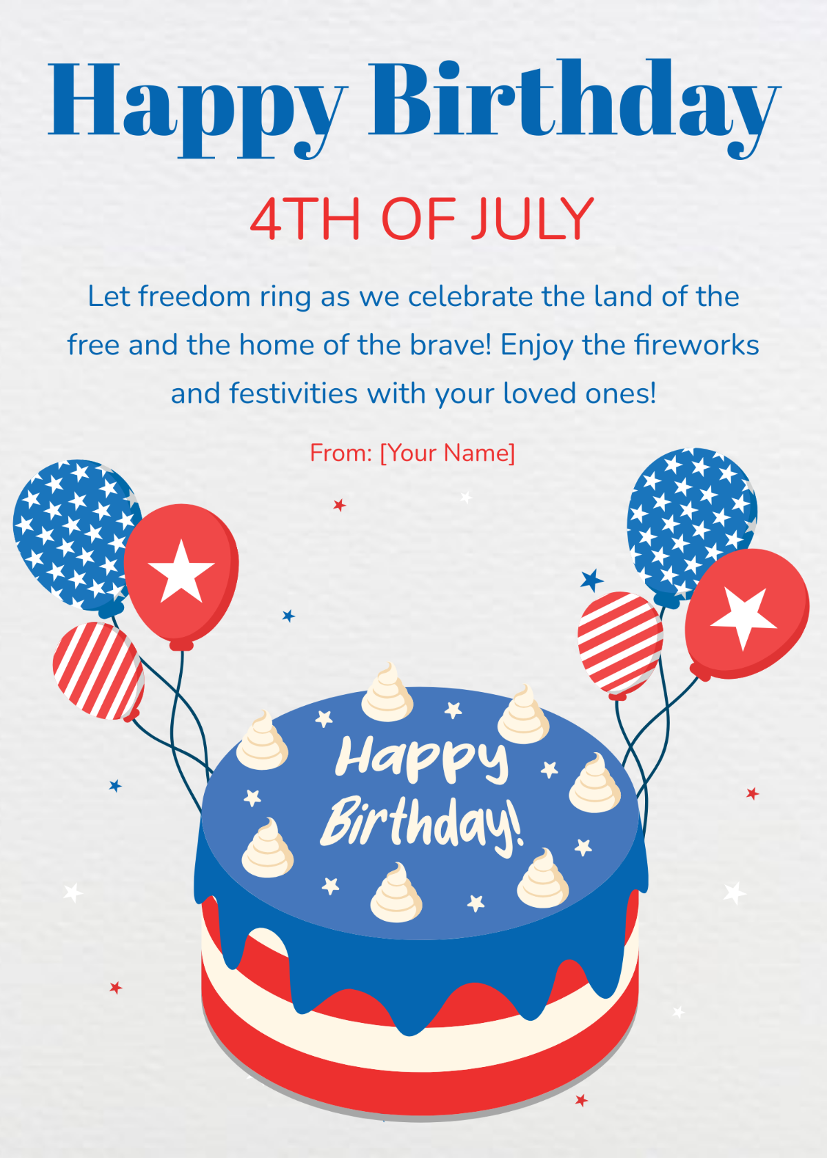 4th of July Birthday Card