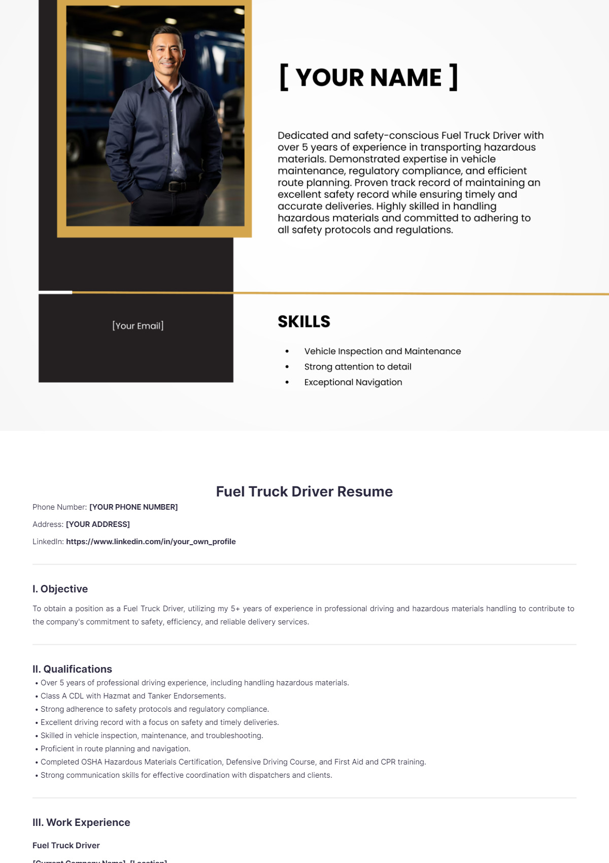 Fuel Truck Driver Resume