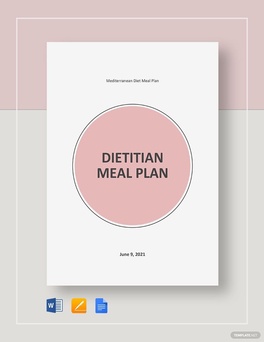 Dietitian Meal Plan Template in Word, Google Docs, Apple Pages