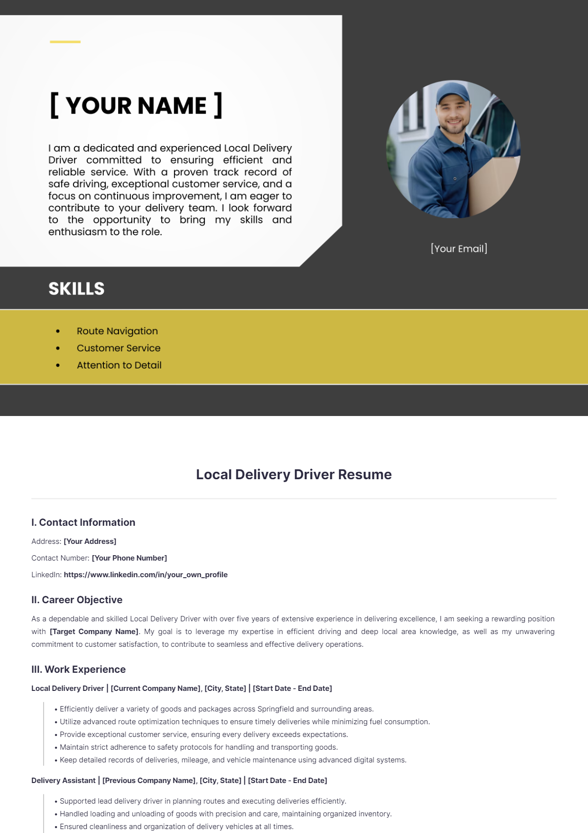 Local Delivery Driver Resume