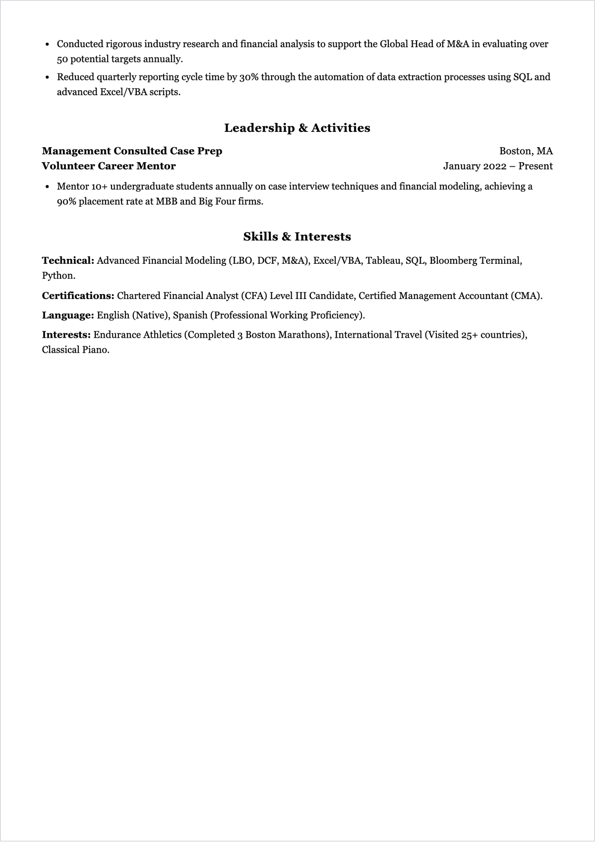 Free MBA ATS Resume Template, AI Resume Builder