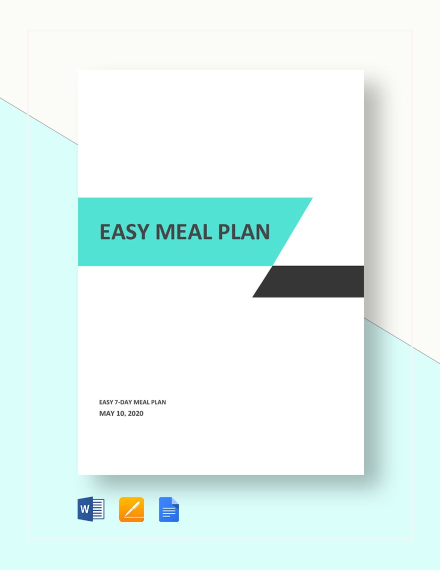 Easy Meal Plan Template in Word, Google Docs, Apple Pages