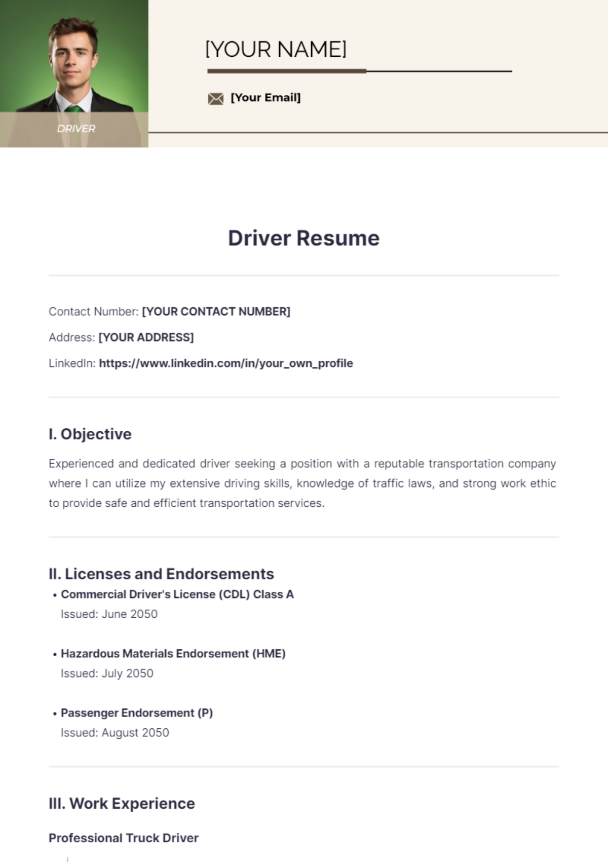 Driver Resume