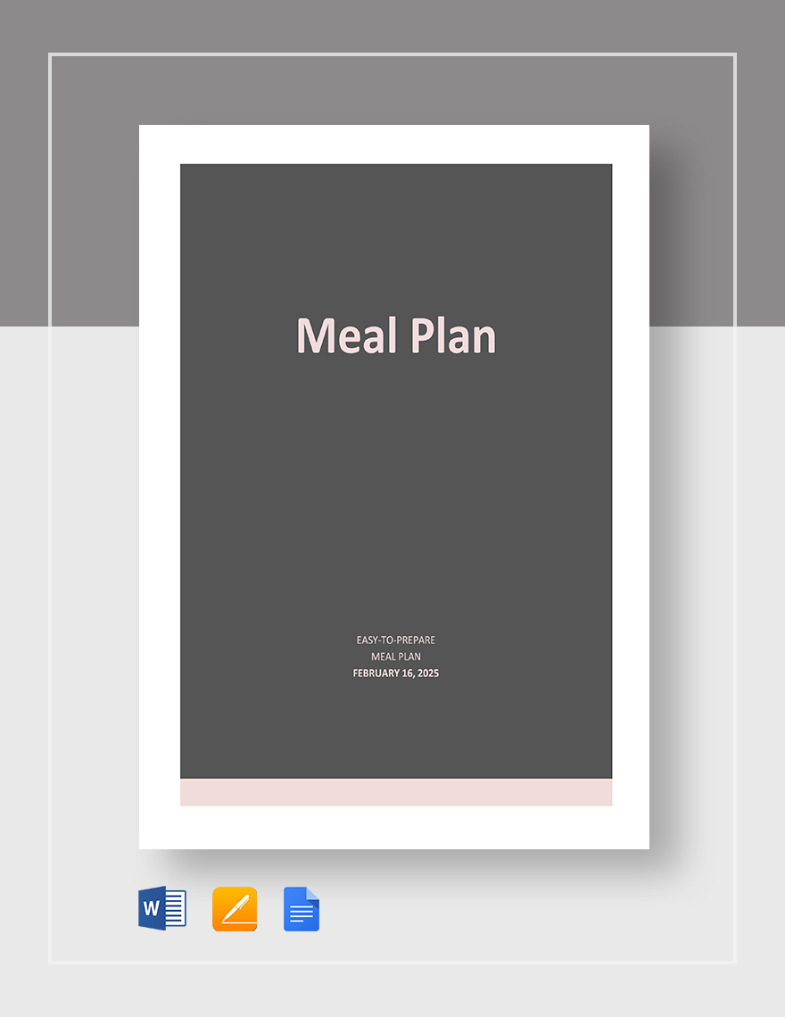 google sheets templete meal plan