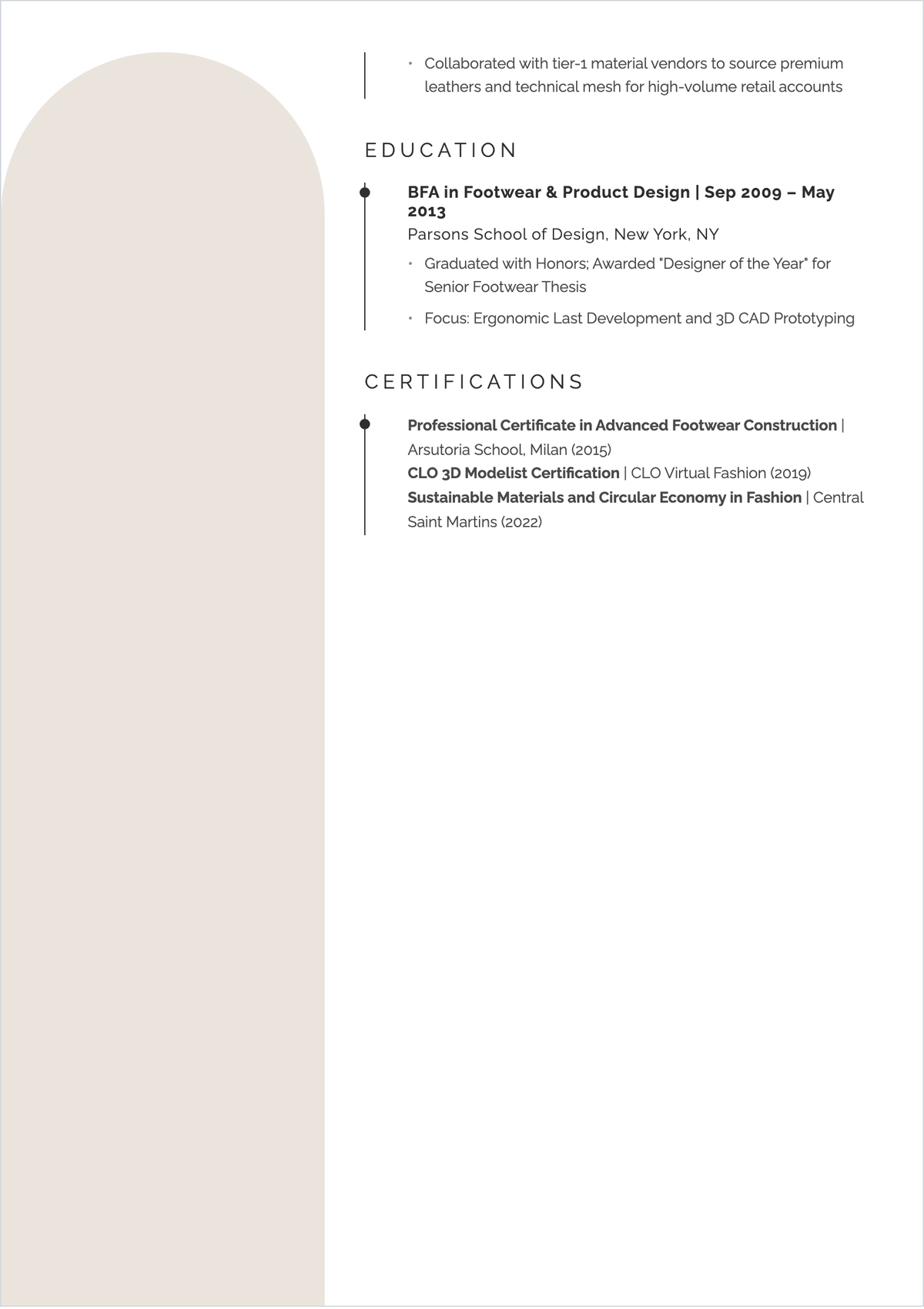 Free Footwear Fashion Designer ATS Resume Template, AI Resume Builder
