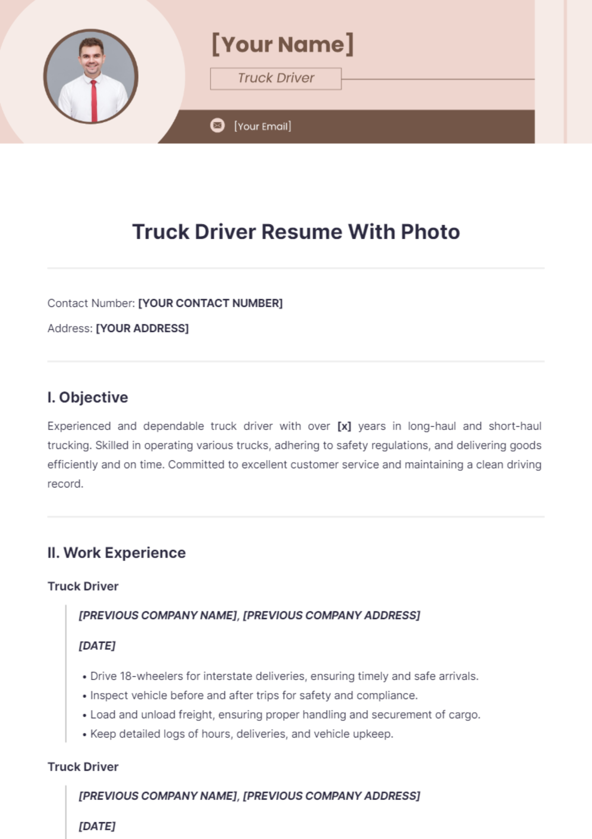 Truck Driver Resume With Photo