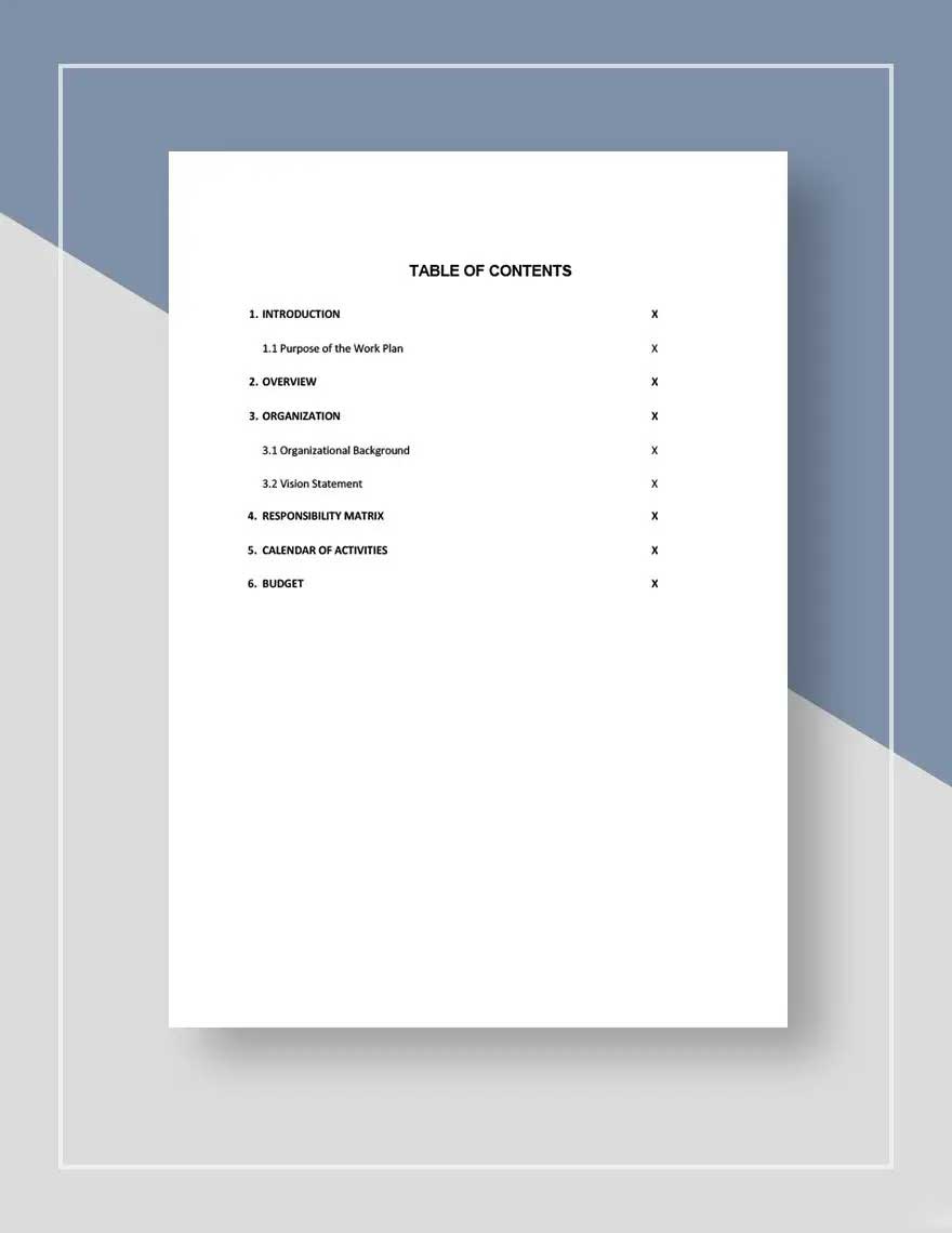 Project Management Work Plan Template
