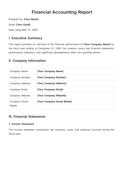 Free Financial Accounting Report Template to Edit Online