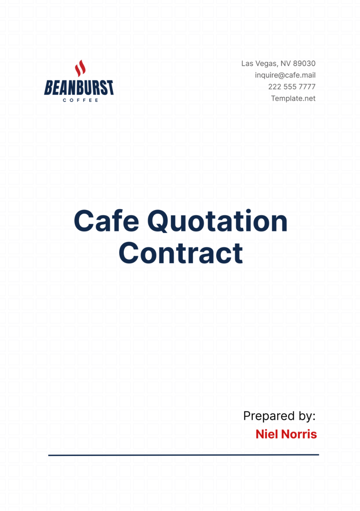 Cafe Quotation Contract Template - Edit Online & Download