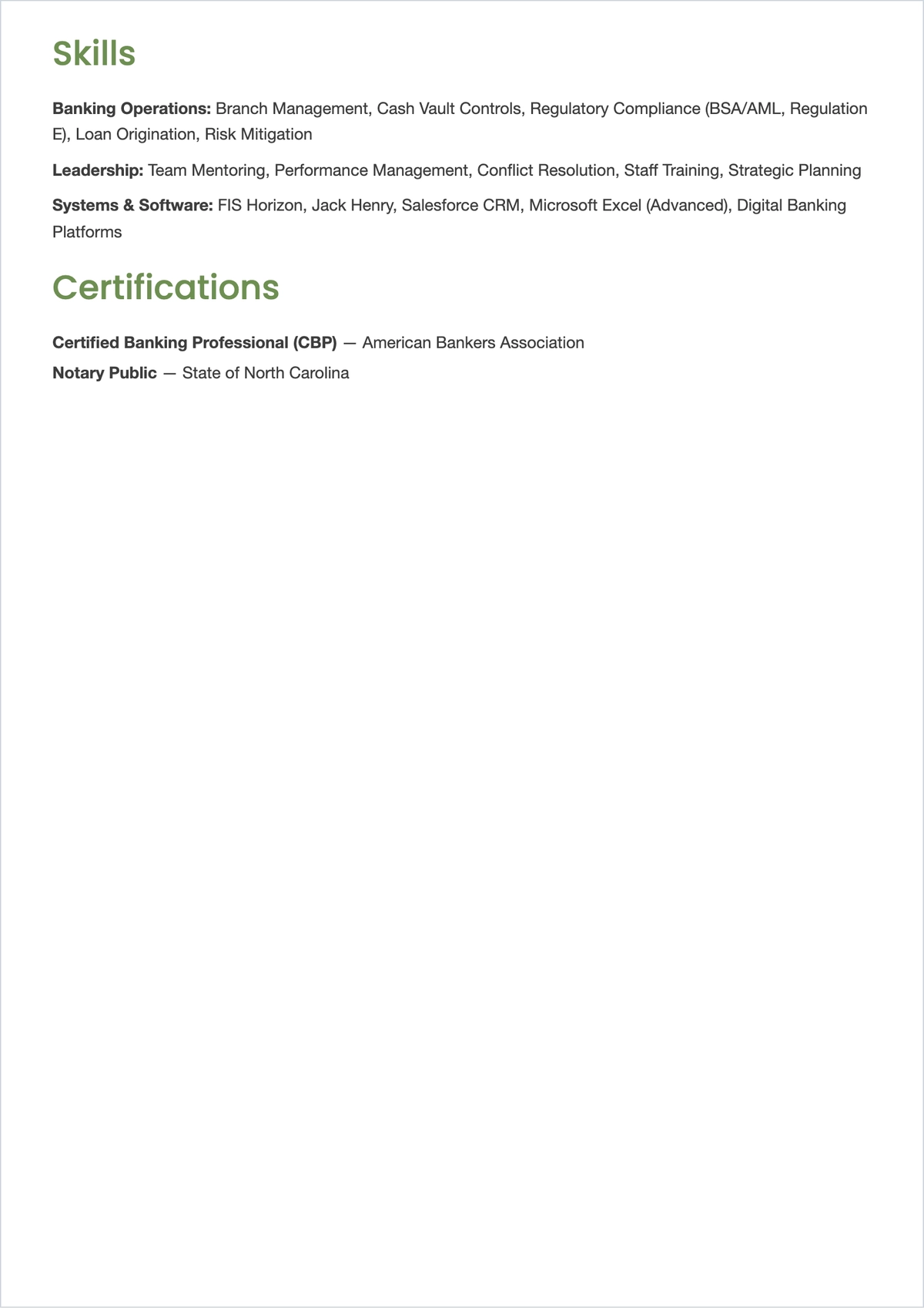 Free Branch Supervisor ATS Resume Template, AI Resume Builder