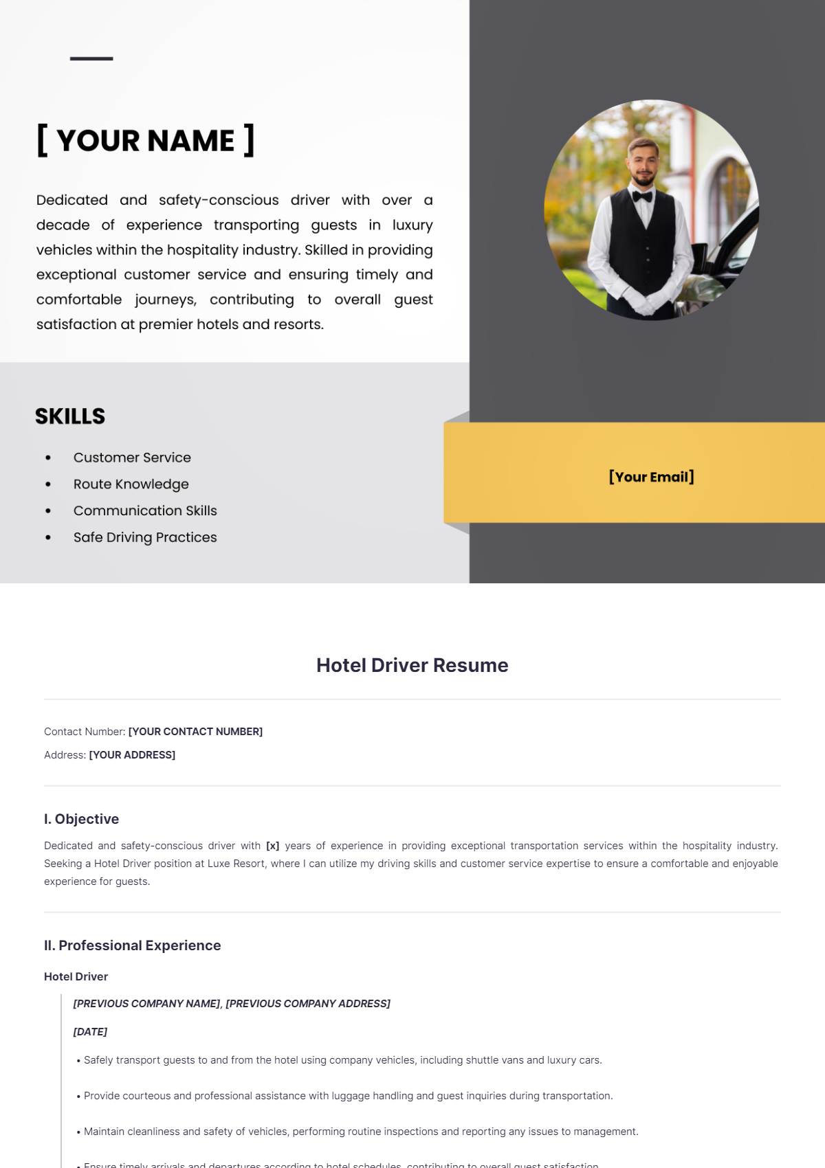 Hotel Driver Resume