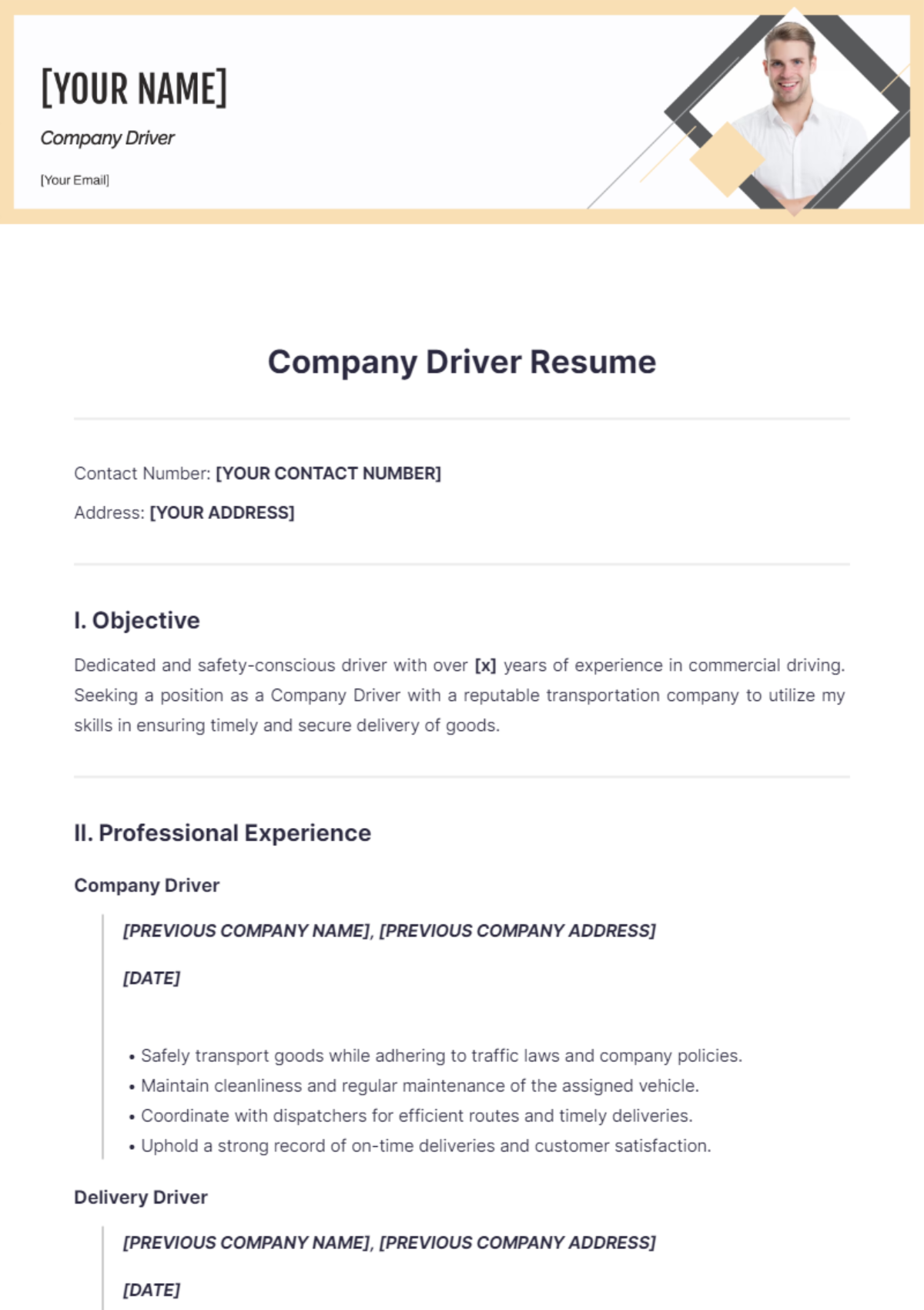 Company Driver Resume