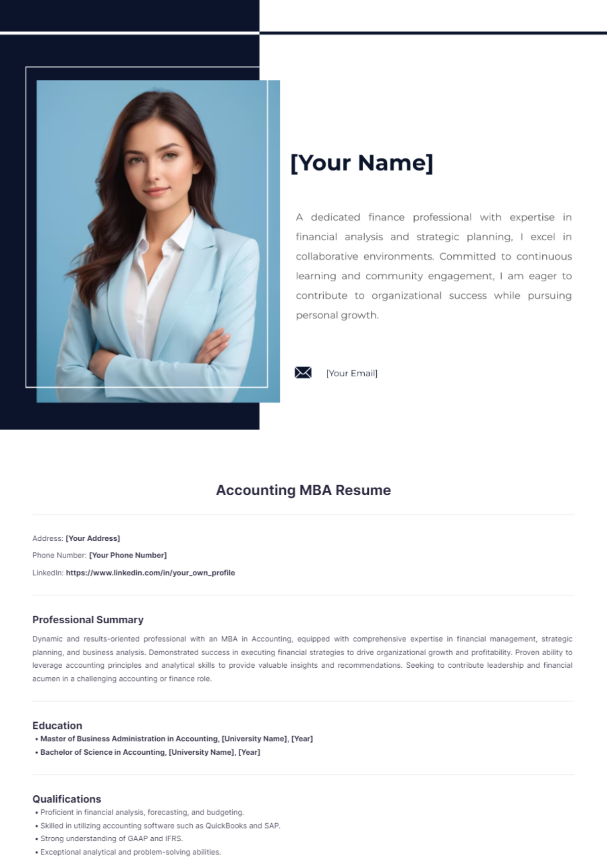 Accounting MBA Resume - Edit Online & Download