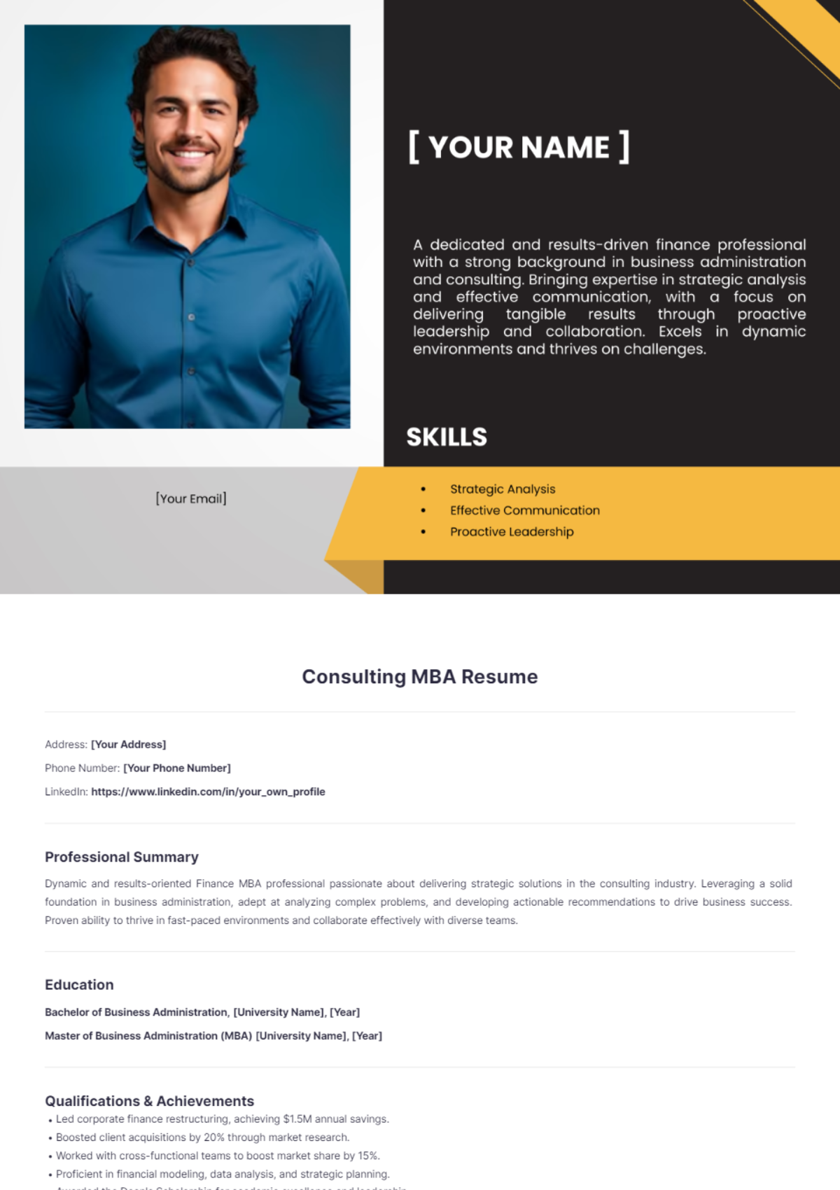 Consulting MBA Resume - Edit Online & Download