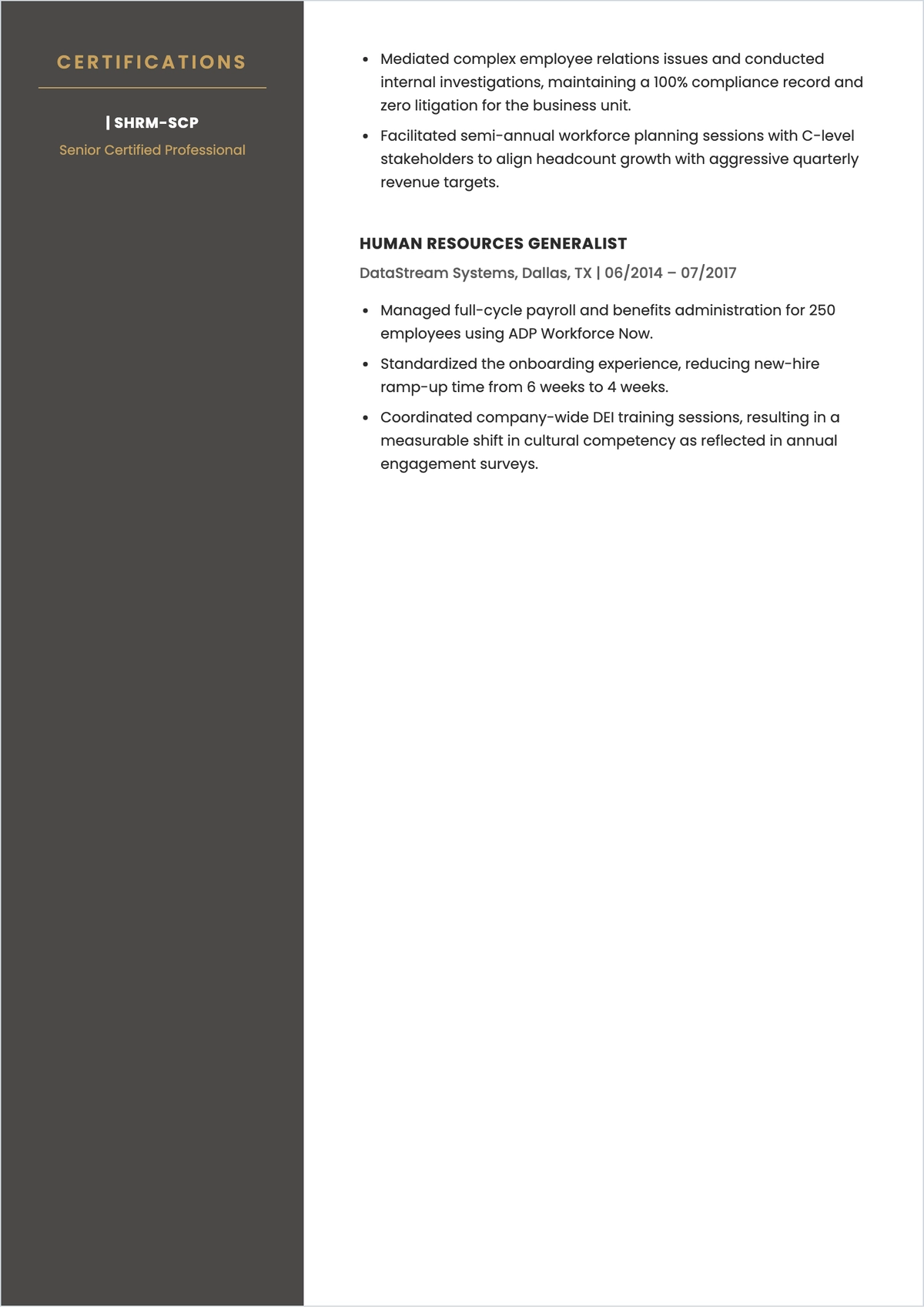 Free HR MBA ATS Resume Template, AI Resume Builder