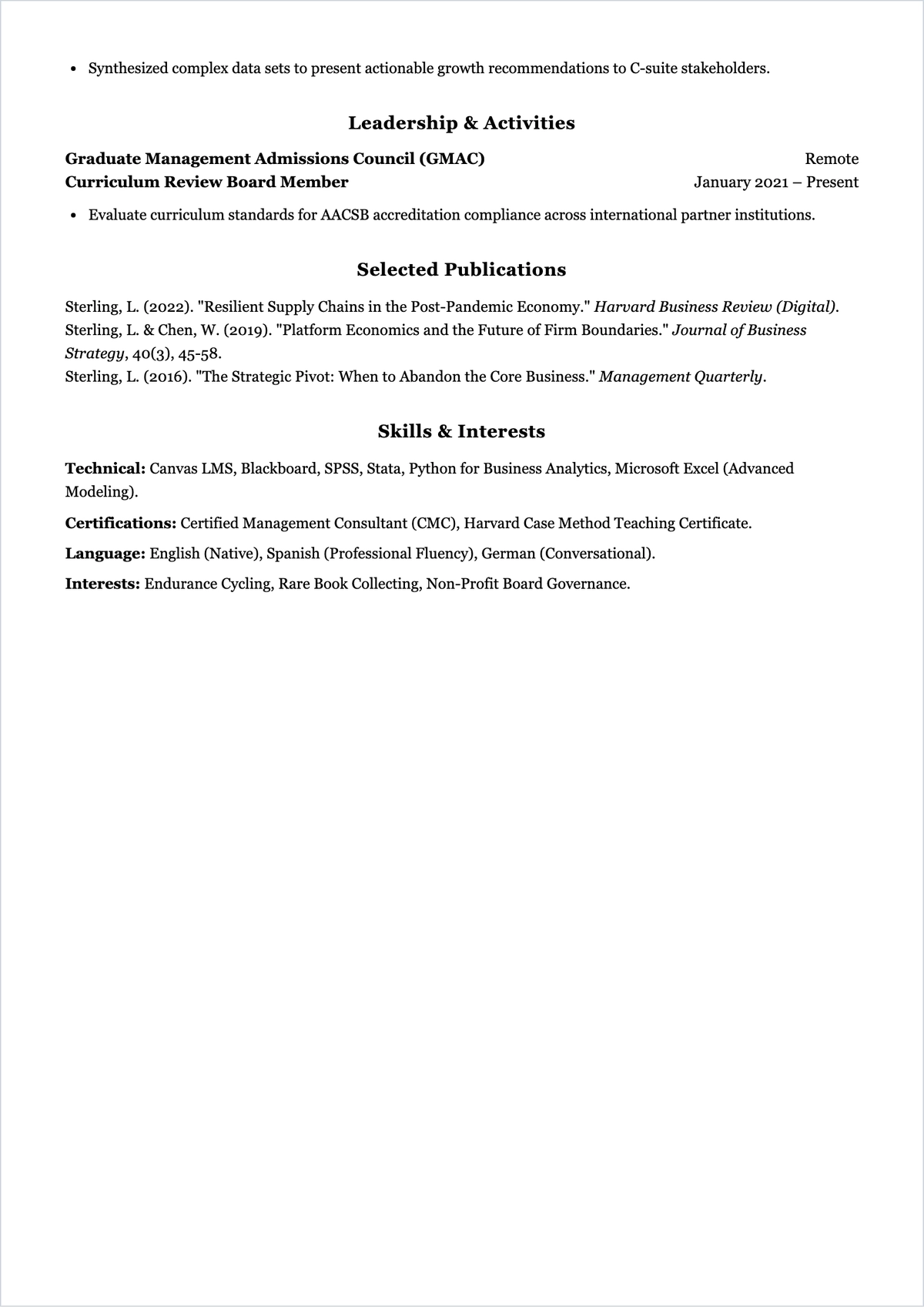Free MBA Lecturer ATS Resume Template, AI Resume Builder