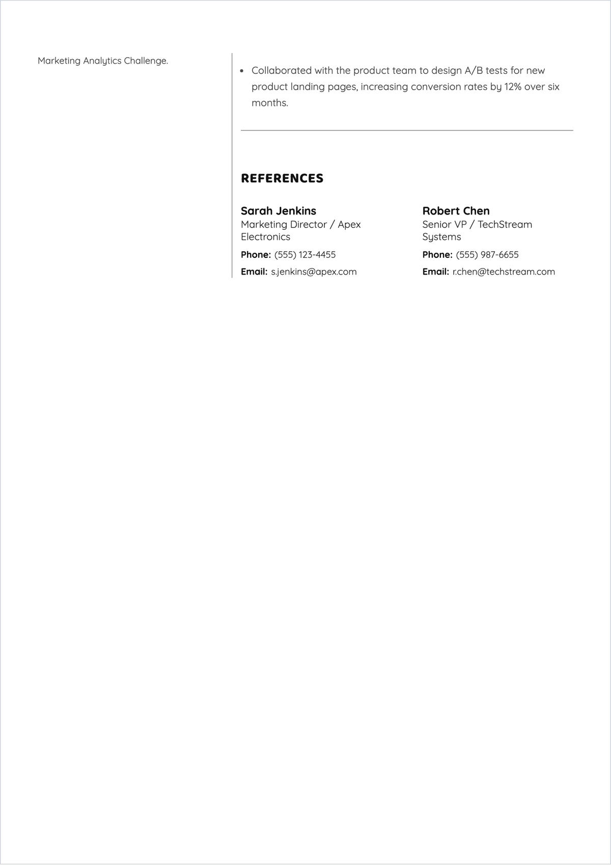 Free MBA Marketing Analyst ATS Resume Template, AI Resume Builder