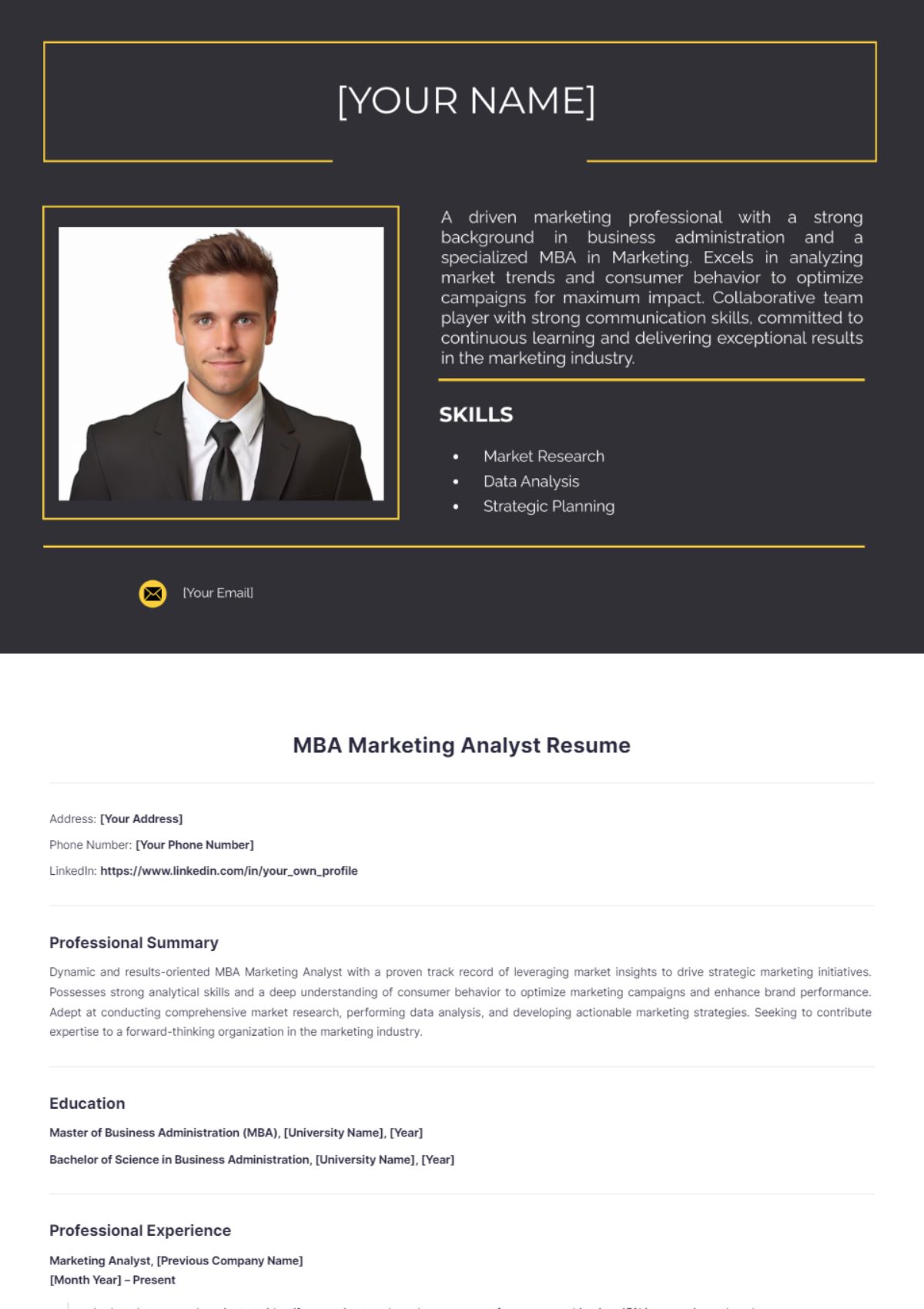 MBA Marketing Analyst Resume - Edit Online & Download