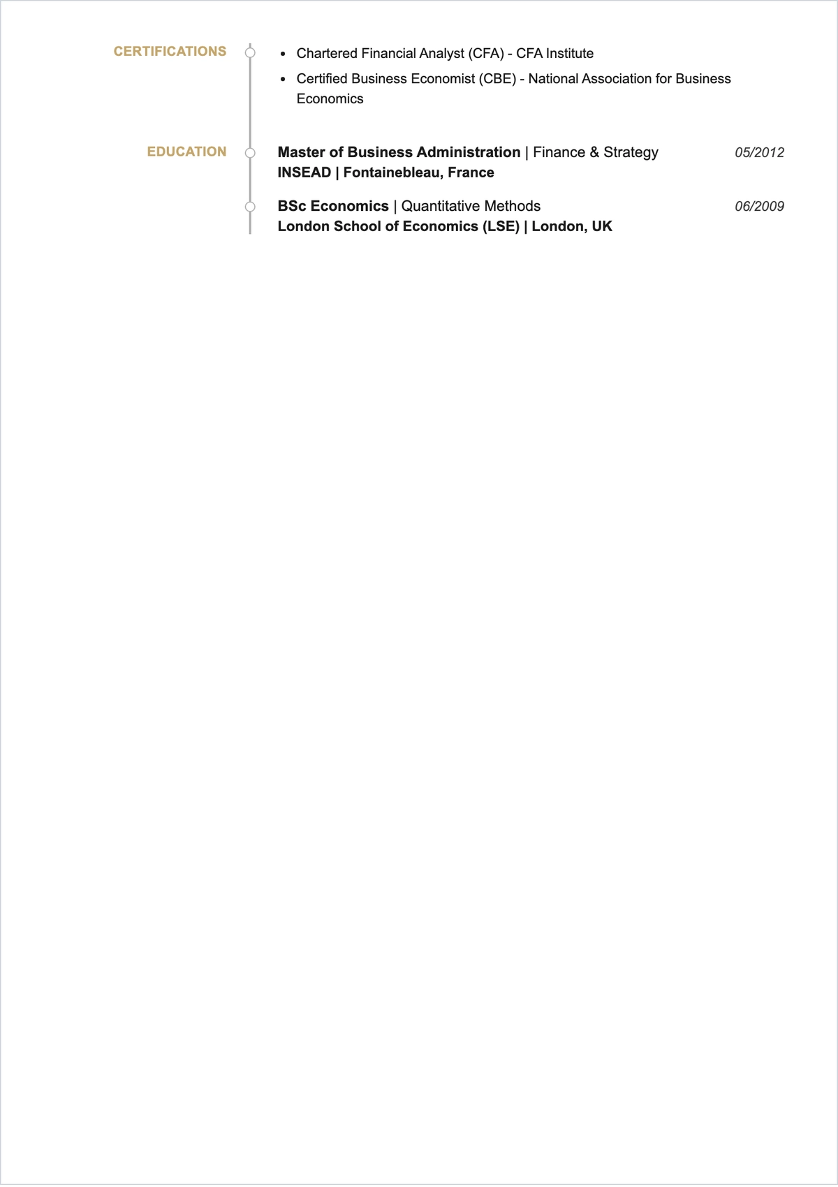 Free Economics MBA ATS Resume Template, AI Resume Builder