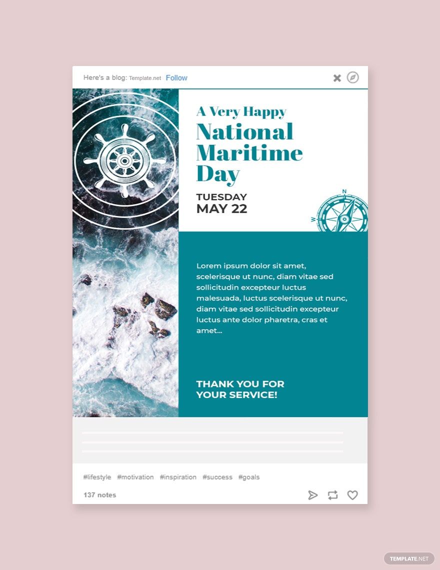 National Maritime Day Tumblr Post Template in PSD