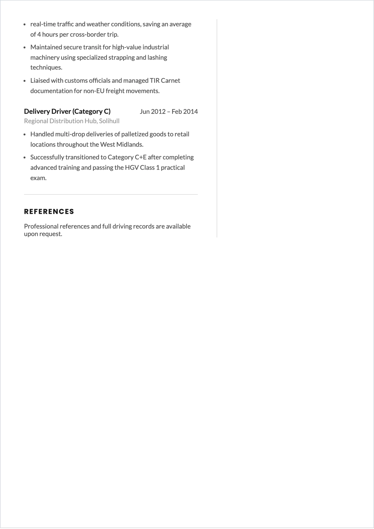 Free Lorry Driver ATS Resume Template, AI Resume Builder