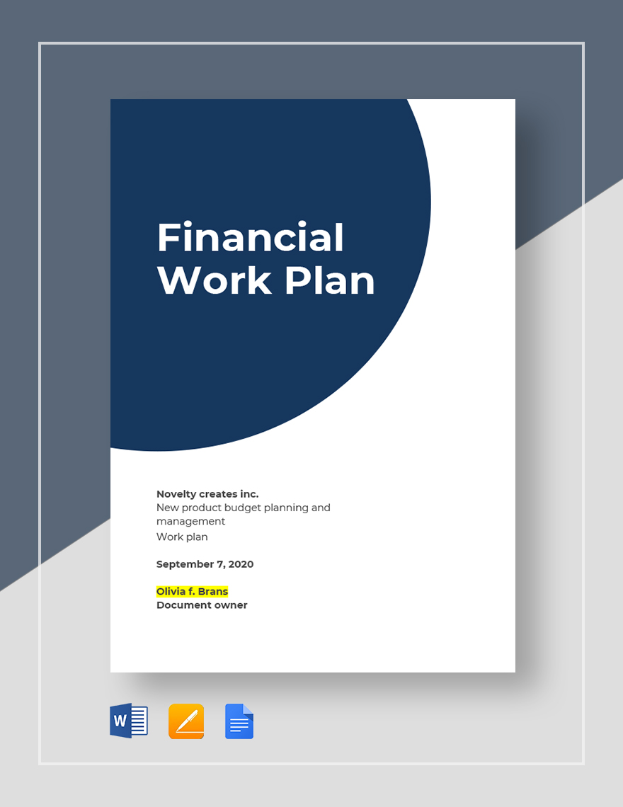 Financial Work Plan Template Google Docs Word Template