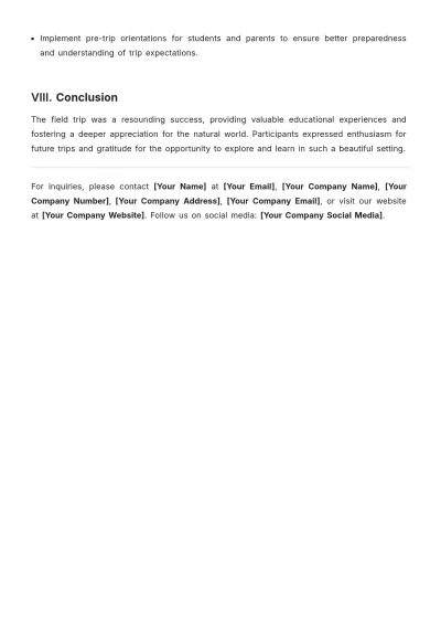 Free Daily Field Trip Report Template to Edit Online