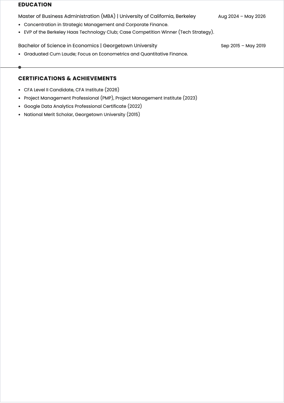 Free MBA Graduate ATS Resume Template, AI Resume Builder