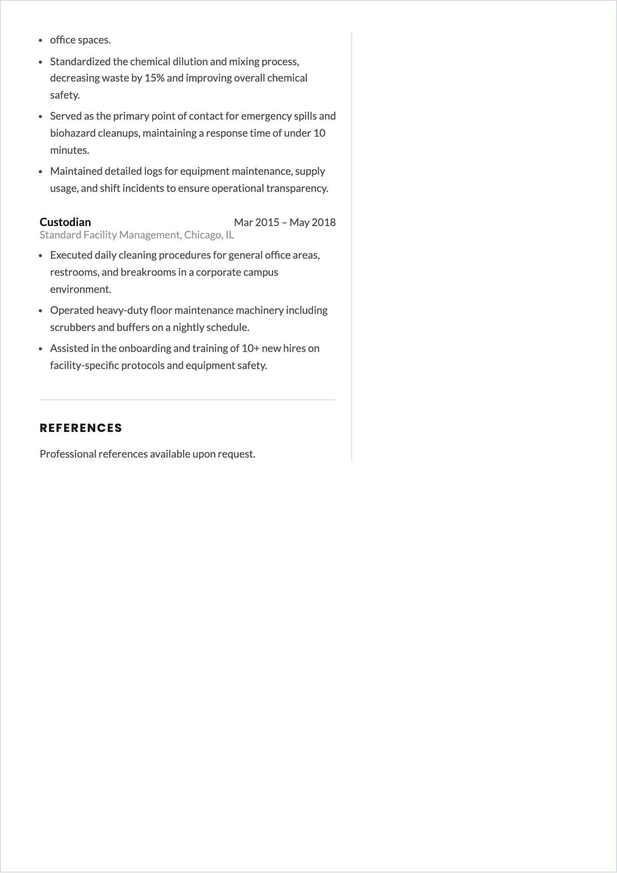 Free Janitor Supervisor ATS Resume Template, AI Resume Builder