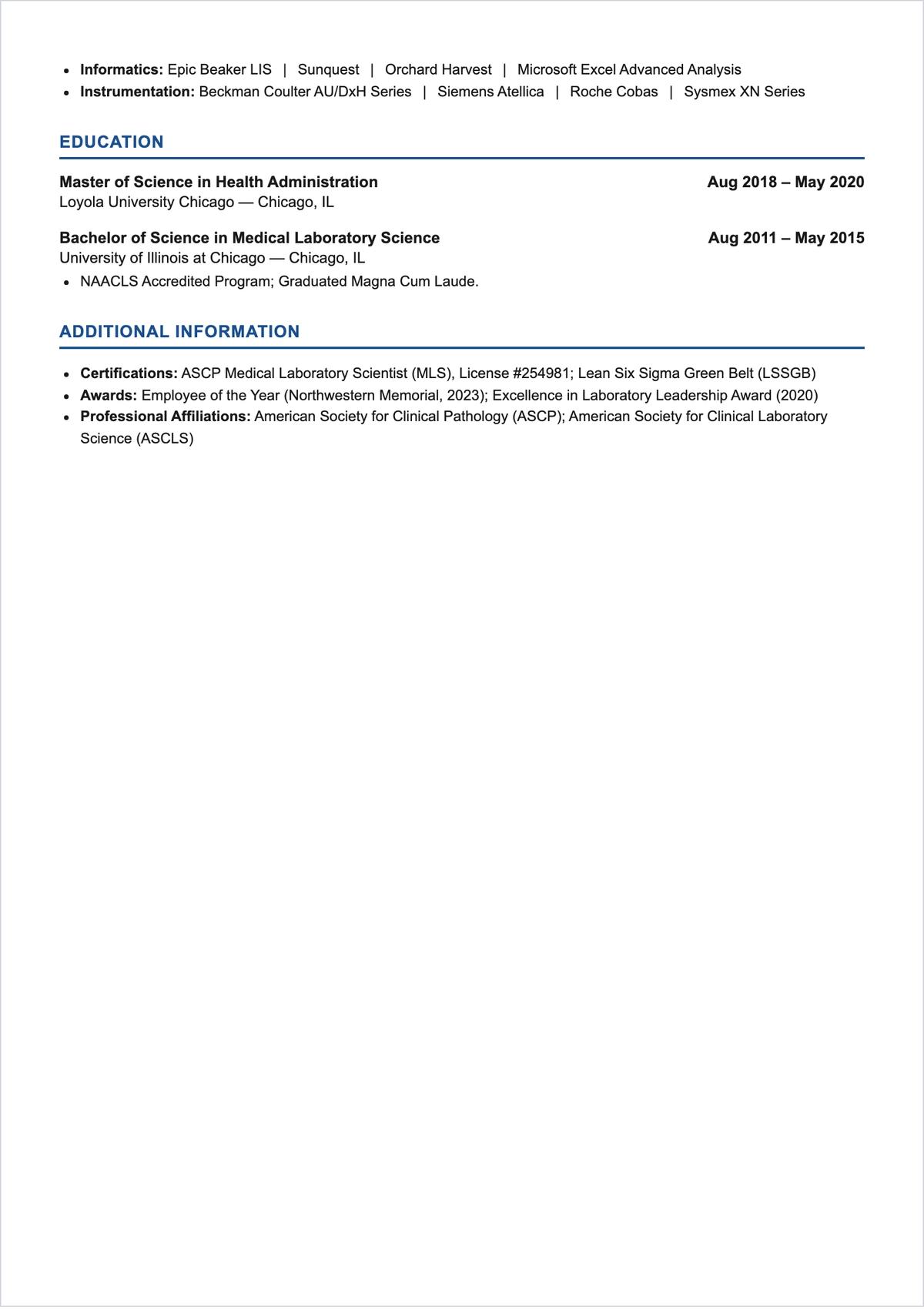 Free Lab Supervisor ATS Resume Template, AI Resume Builder