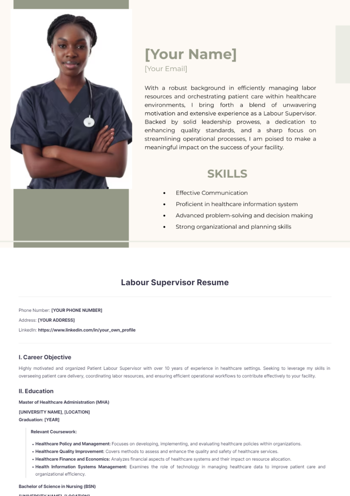 Labour Supervisor Resume - Edit Online & Download