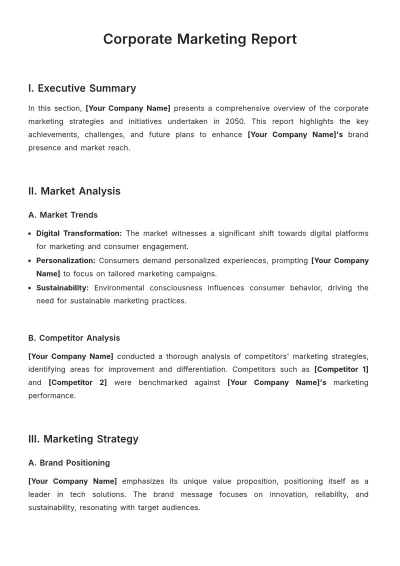 Free Corporate Marketing Report Template to Edit Online