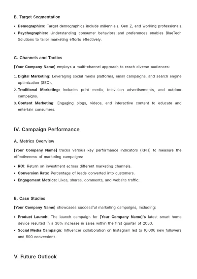 Free Corporate Marketing Report Template to Edit Online