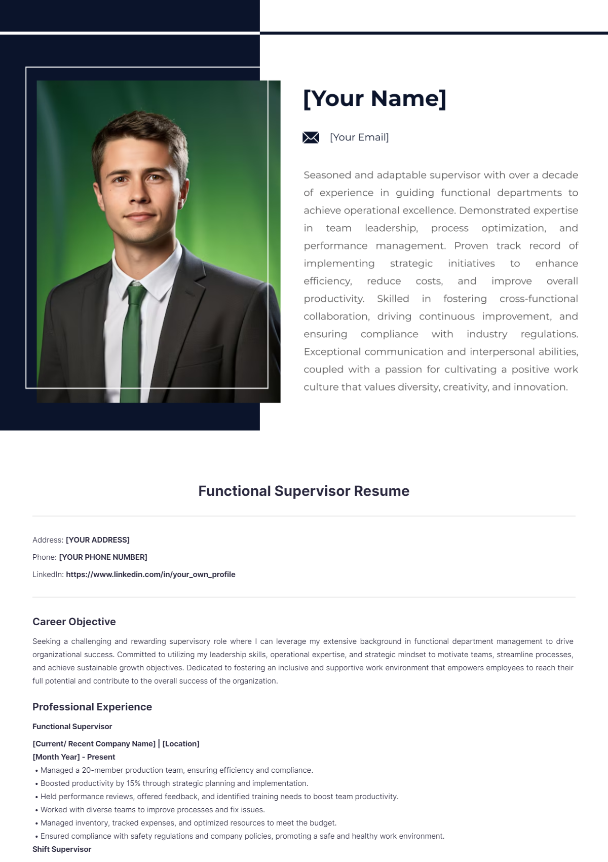 Functional Supervisor Resume - Edit Online & Download